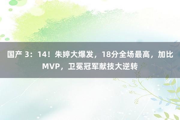 国产 3：14！朱婷大爆发，18分全场最高，加比MVP，卫冕冠军献技大逆转