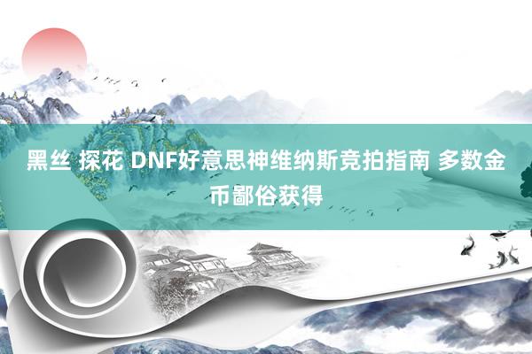 黑丝 探花 DNF好意思神维纳斯竞拍指南 多数金币鄙俗获得
