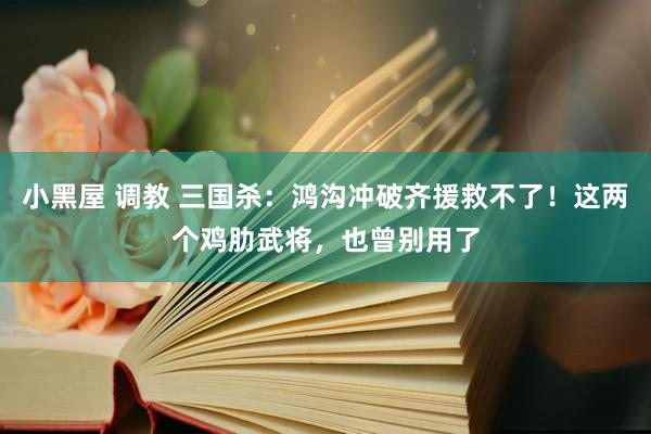 小黑屋 调教 三国杀：鸿沟冲破齐援救不了！这两个鸡肋武将，也曾别用了