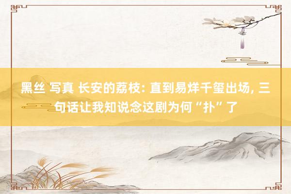 黑丝 写真 长安的荔枝: 直到易烊千玺出场， 三句话让我知说念这剧为何“扑”了